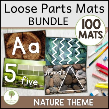 Preview of Loose Parts Mats BUNDLE in Reggio Nature Theme - 100 Play Mats for Provocations