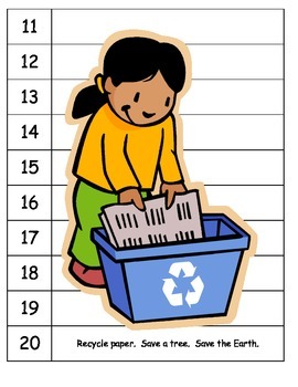 Preview of Skip counting Earth Day Recycle number puzzles ESL COMMON CORE