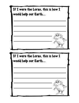 Preview of Lorax Writing Prompt
