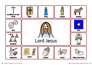 Preview of Lord Jesus Christ Visual Learning Board Christian Printable Activity Pack