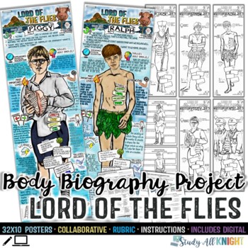 Preview of Lord of The Flies, Body Biography Project Bundle, For Print and Digital