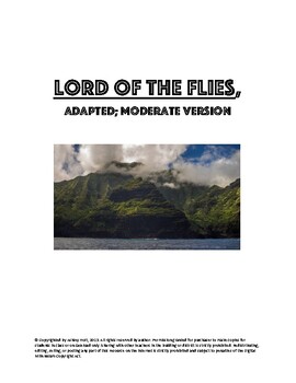 Preview of Lord of the Flies, Adapted -moderate version