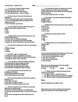 Lord Of The Flies Chapter Comprehension Worksheets Teaching