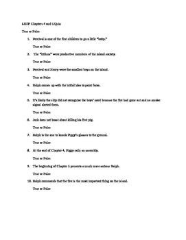 Lord Of The Flies Chapter 4 Worksheets Teaching Resources Tpt