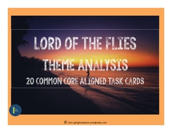 Preview of Lord of the Flies Close Reading Task Cards Theme
