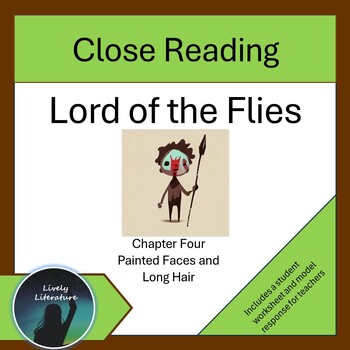 Preview of Lord of the Flies Close Reading Worksheet Chapter Four