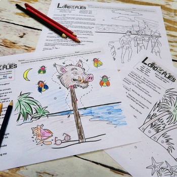 Lord of the Flies Coloring by Number Pages by Julie Faulkner | TpT