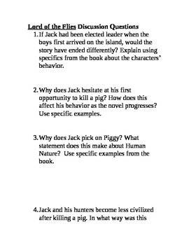 lord of the flies discussion questions chapter 1