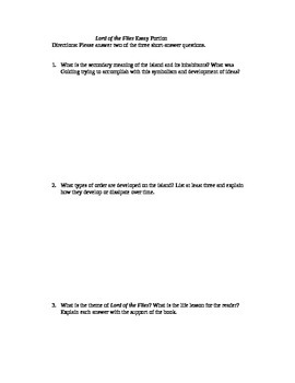 lord of the flies essay questions aqa