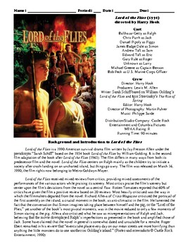 Lord Of The Flies Film 1990 Study Guide Movie Packet By Bradley Thompson