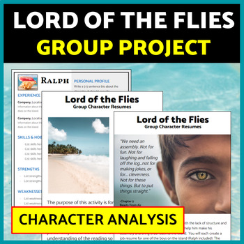 Preview of Lord of the Flies Fun Activities Group Project: Character Analysis with rubric