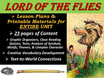 Preview of Lord of the Flies – Lesson Plans & Printable Materials for FULL Unit