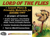 Lord of the Flies – Lesson Plans & Printable Materials for