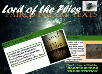 Preview of Lord of the Flies Paired Poetry Texts -- Editable Google Slides Presentation
