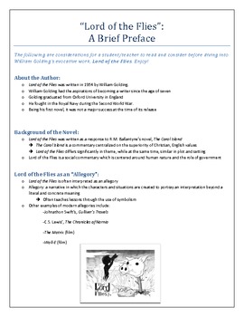 Preview of Lord of the Flies Preface: Lesson and Assessment