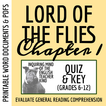 Preview of Lord of the Flies Chapter 1 Quiz and Answer Key (Printable)