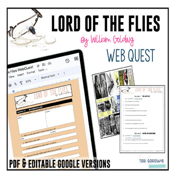 Preview of Lord of the Flies PREREADING WebQuest - DIGITAL & PRINT