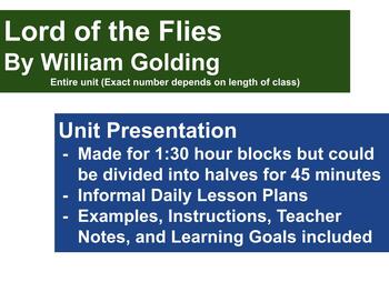 Preview of Lord of the Flies - Unit Presentation - Unit/Lesson Plans