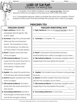 lord of the flies writing assignment