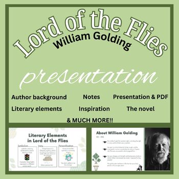 Preview of Lord of the Flies and William Golding Presentation Link & PDF