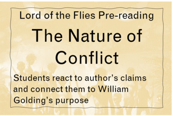 Preview of Lord of the Flies pre-read:  The Nature of Conflict w/KEY