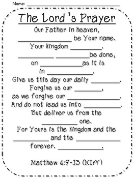 lords prayer poster and cloze freebie by minute mommy tpt