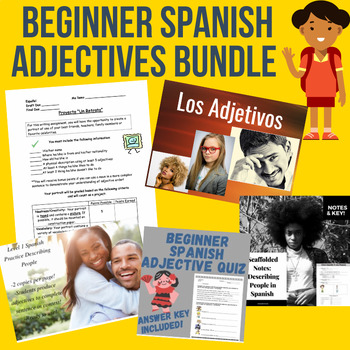 Preview of Los Adjetivos - Beginner Spanish Adjective Descriptions/Agreement Bundle