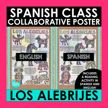 Preview of Los Alebrijes Collaborative Poster with Reading Activity Día de Muertos Activity