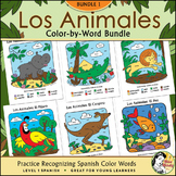 Los Animales BUNDLE ONE ~ Spanish Color-by-Word / Color-by