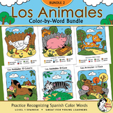 Los Animales BUNDLE 2 Spanish Color-by-Word Color-by-Numbe