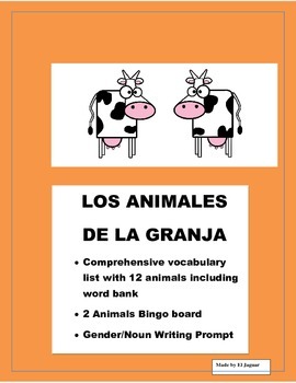 Preview of Spanish Farm Animals -Color Bingo Game- Gender/Noun-Farm Animales de la Granja