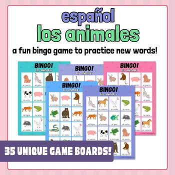 Preview of Los Animales | Spanish Animals BINGO game | 35 unique game cards