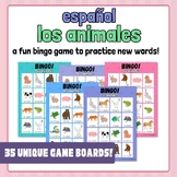 Los Animales | Spanish Animals BINGO game | 35 unique game cards