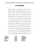 Los Animales- Spanish Word Search