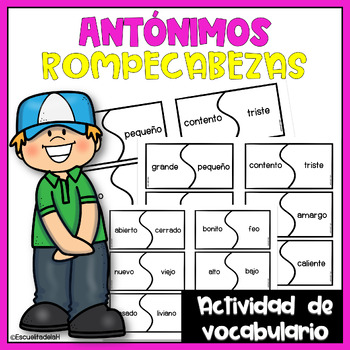 Preview of Los Antonimos | Spanish Antonyms Vocabulary Puzzle Pieces
