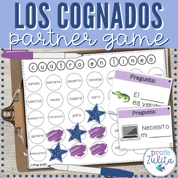Preview of Los Cognados Spanish Cognates Game for Back to School - Cuatro en línea