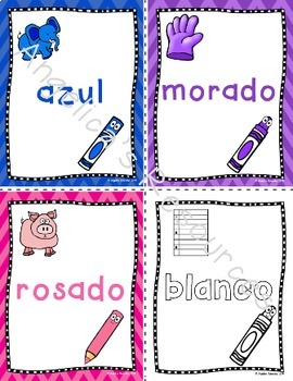 Colors in Spanish - Distance Learning Spanish - Los Colores - Flashcards