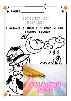 Preview of Los Colores / Color by Number in Spanish / 3 Halloween Coloring Pages
