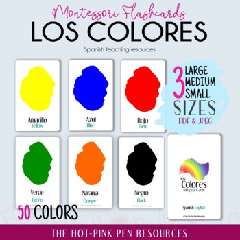 Preview of Los Colores - Colors Montessori Bilingual Flashcards | Español-English tools