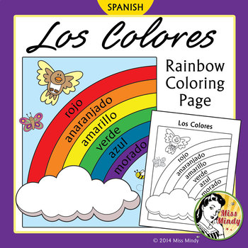 Los Colores Spanish  Colors Rainbow  Coloring  Page  by Miss 