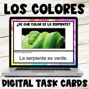 Preview of Los Colores Spanish Colors Vocabulary Practice Digital Task Cards Google Slides