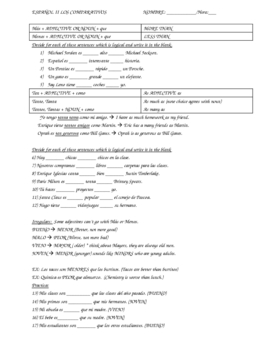 Preview of Los Comparativos: Notes, Practice and fun activity