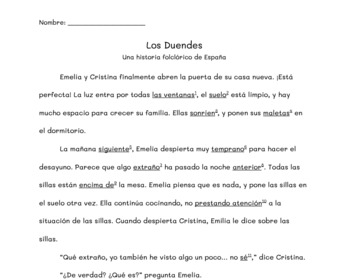 Preview of Los Duendes (a Spanish folklore) - comprehension practice