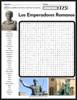 Los Emperadores Romanos Sopa de Letras – Spanish Vocabulary | TPT