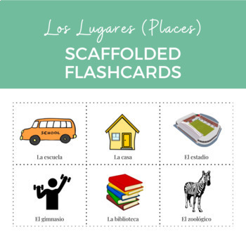 Preview of Los Lugares (Places in Spanish) Scaffolded Flashcards