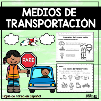 Preview of Los Medios de Transportación | Spanish Worksheets