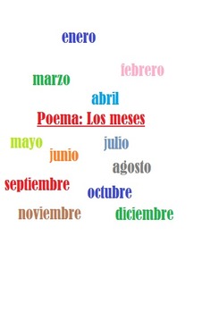 Preview of Los Meses del Año: Spanish poem with months and weather and comprehension act.