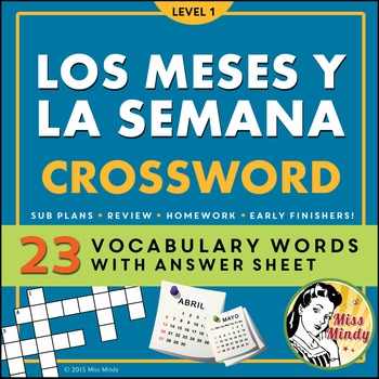 Preview of Los Meses y La Semana Spanish Months and Days of the Week Crossword Puzzle