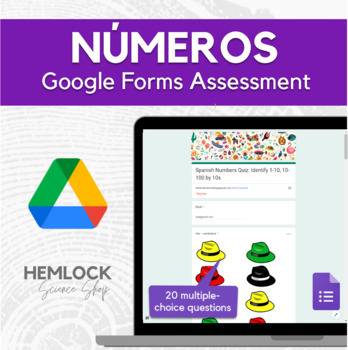 Preview of Los Números - Numbers Quiz Spanish (Identify 1-10, 10-100 by 10s) | Google Forms