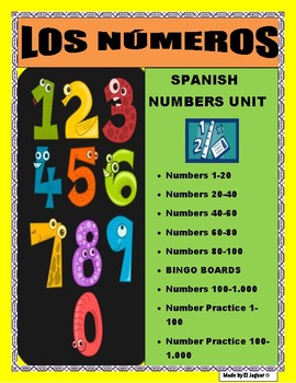 Preview of Los Números-Spanish Numbers 0-1.000 WORD BANK BUNDLE